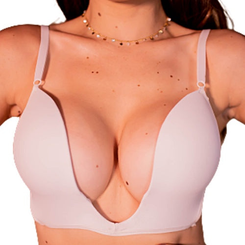 Sutiã Decote Profundo Liso (Preço de Fábrica) Sutiã Sutien " U " Decote Profundo Push Up Efeito Magico