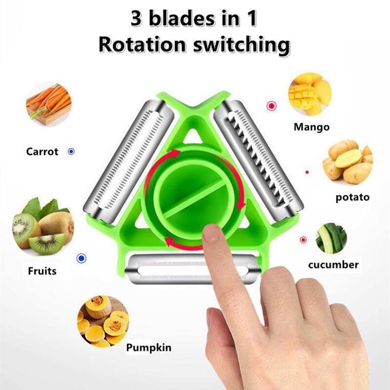 3 In1 Multifunction Kitchen Tool Fruit and Vegetable Peeler Vegetable Shredding Tool Stainless Steel Blade Easy To Clean Replace