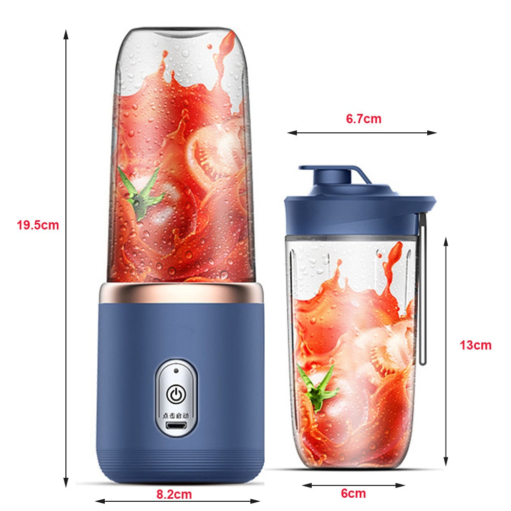 6 Blades Portable Juicer Cup Juicer Fruit Juice Cup Automatic Small Electric Juicer Smoothie Blender Ice CrushCup Food Processor