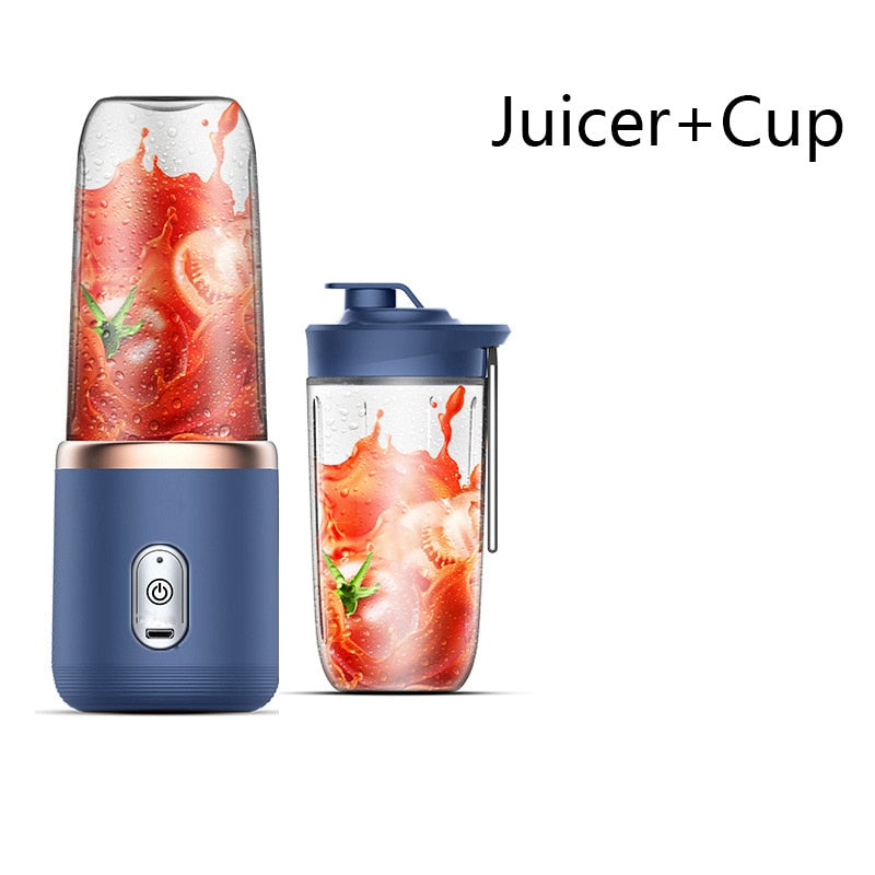 6 Blades Portable Juicer Cup Juicer Fruit Juice Cup Automatic Small Electric Juicer Smoothie Blender Ice CrushCup Food Processor