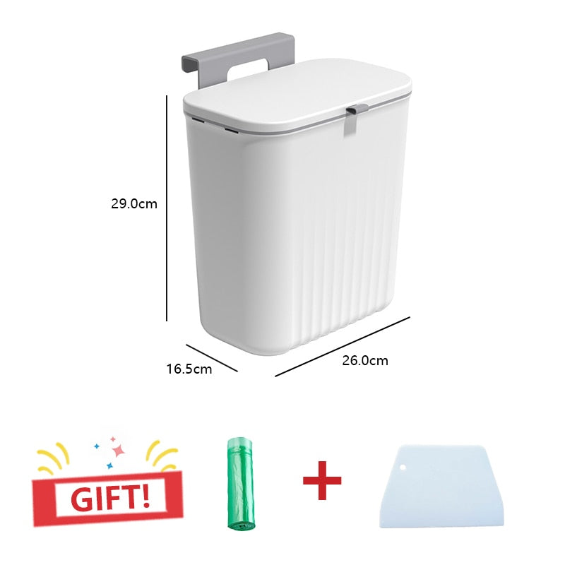 7/9L Hanging Trash Can For Kitchen Large Capacity Kitchen Recycling Garbage basket Bathroom Wall Mounted Trash Bin with lid